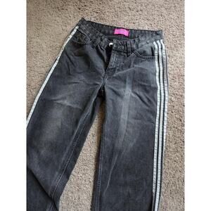 🖤 Grey Washed Side Stripe Jeans – Y2K / Sporty Style